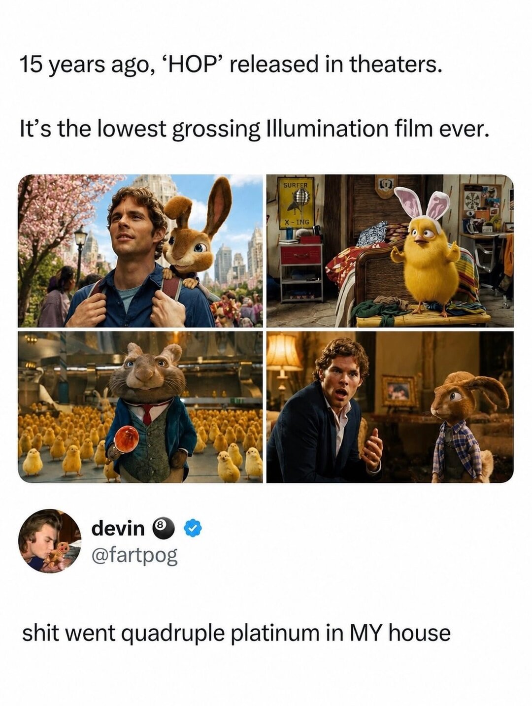 It’s the lowest grossing illumination film ever.