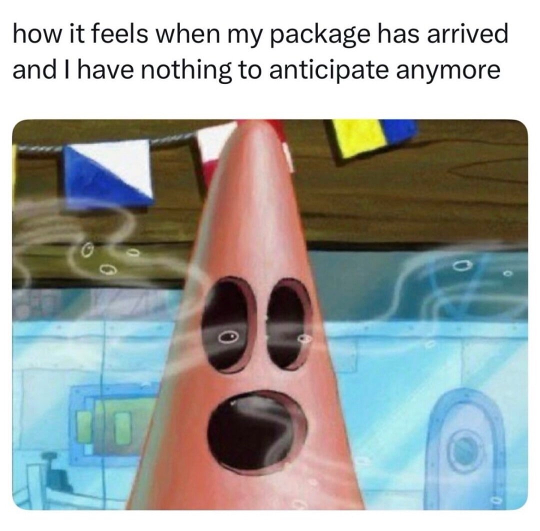 How it feels when my package has arrived and I have nothing to anticipate anymore