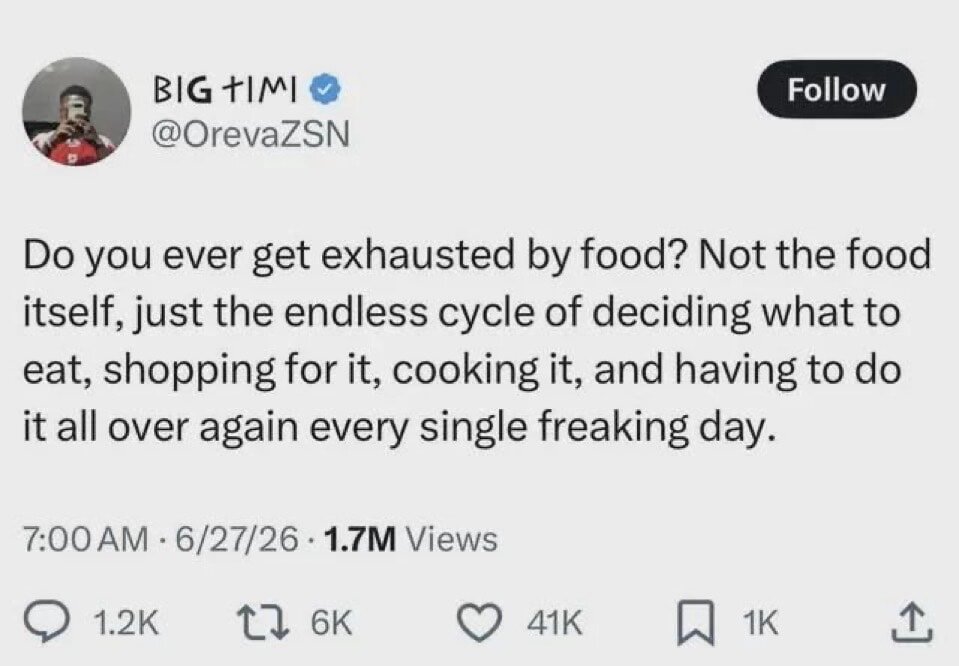 Dou you ever get exhausted by food?
