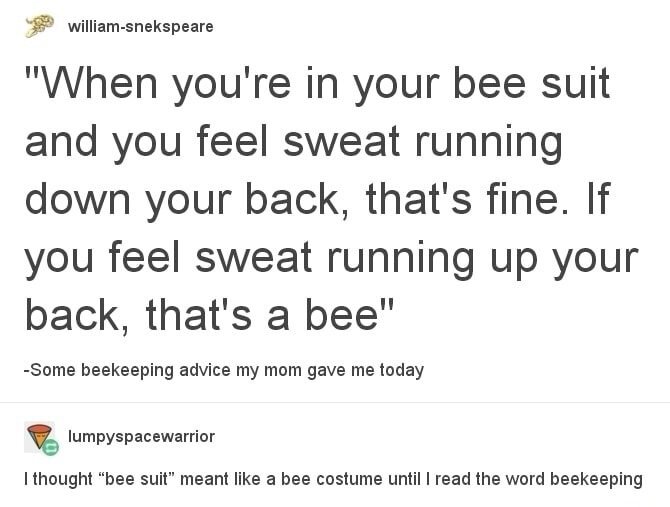 When you’re in your bee suit